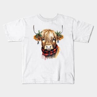 Christmas Highland Cow Kids T-Shirt